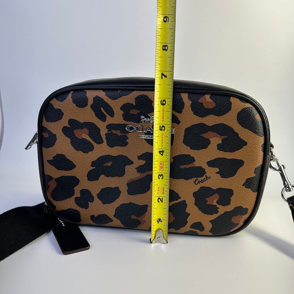 Coach Jamie Camera Bag Leopard Print Canvas Leather Crossbody Excellent - Picture 6 of 7
